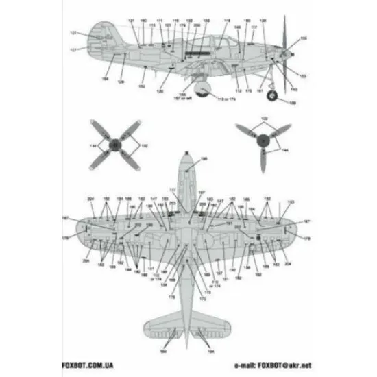 Foxbot 48-031 - 1/48 Decals for Stencils for P-39 Aircobra Scale Accessories