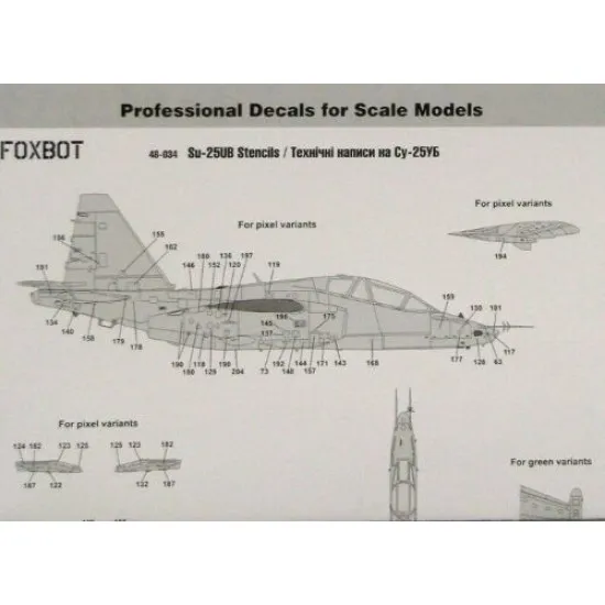 Foxbot 48-034 - 1/48 Decals for Stencils for SU-25UB Accessories for military