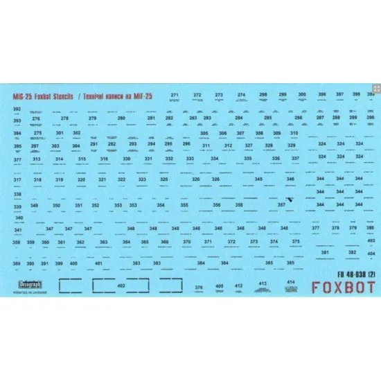 Foxbot 48-035T - 1/48 Decals for Ukrainian Foxbats: MIG-25PDS and Stencils