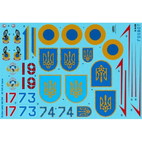 Foxbot 48-036 - 1/48 Decals for Ukrainian Foxbats MIG-25RB Accessories Scale
