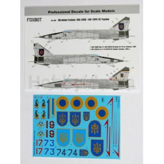 Foxbot 48-036 - 1/48 Decals for Ukrainian Foxbats MIG-25RB Accessories Scale