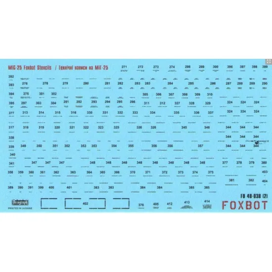 Foxbot 48-036T - 1/48 Decals for Ukrainian Foxbats: MIG-25RB and Stencils Scale