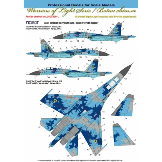 Us Stock Foxbot 48-037 - 1/48 Decals For Sukhoi Su-27 With Name Accessories For Military