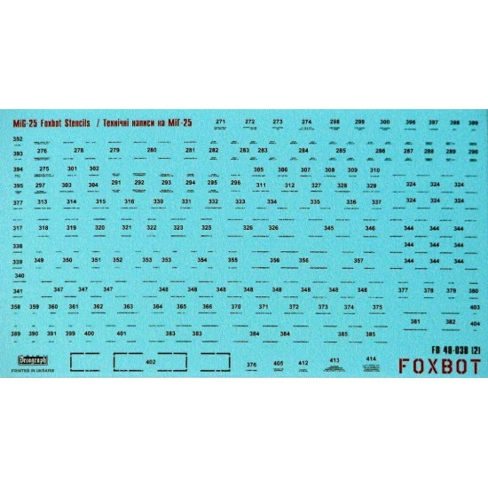 Foxbot 48-038 - 1/48 Decals for Stencils for MIG-25 Accessories for Military