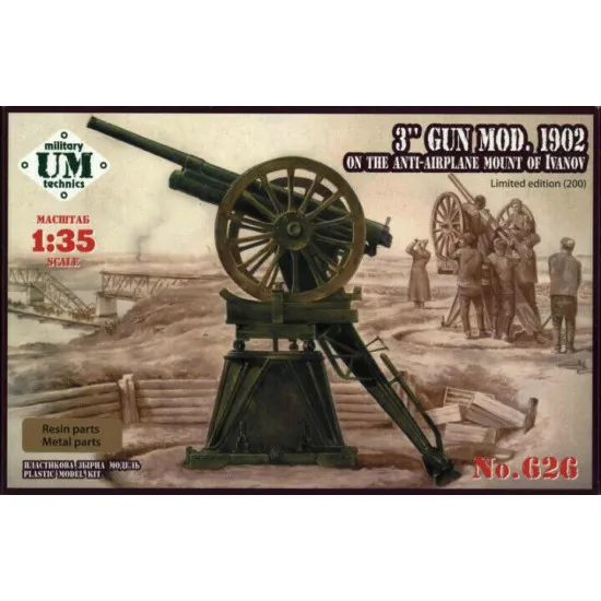 3 Gun mod.1902 on the anti-airplane mount of Ivanov 1/35 UMT 626