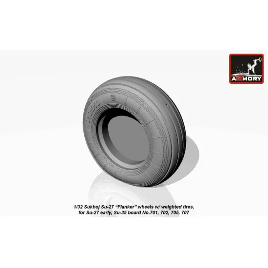 Sukhoj Su-27 Flanker early wheels w/ weighted tires 1/32 Armory AW32004b