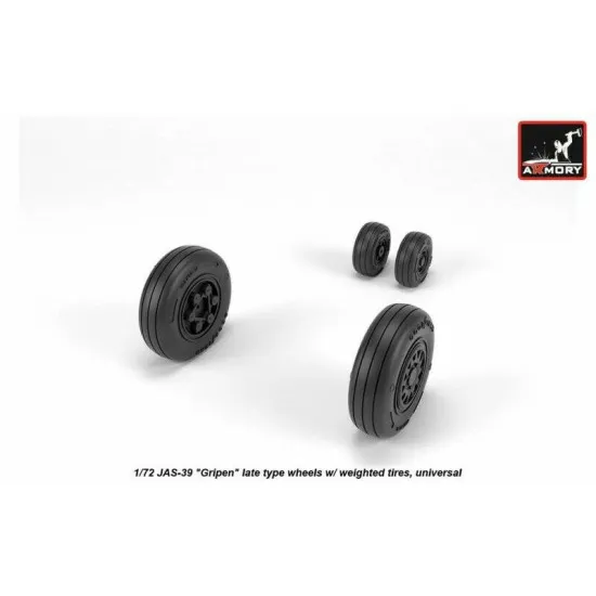 JAS-39 Gripen wheels w/ weighted tires, late 1/72 Armory AW72504