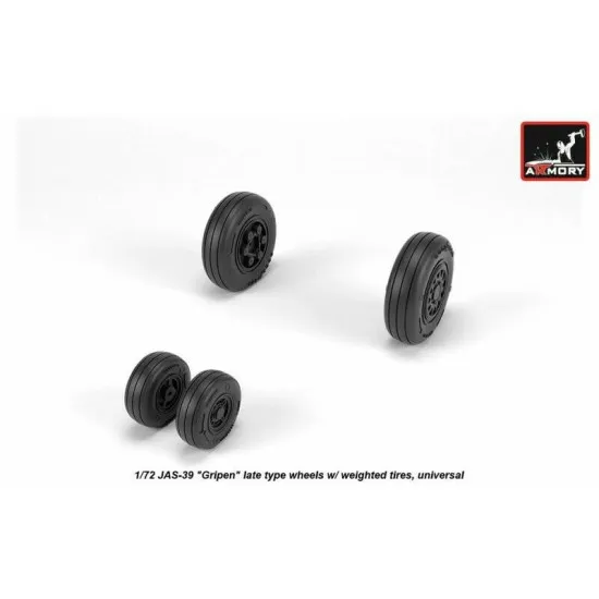 JAS-39 Gripen wheels w/ weighted tires, late 1/72 Armory AW72504