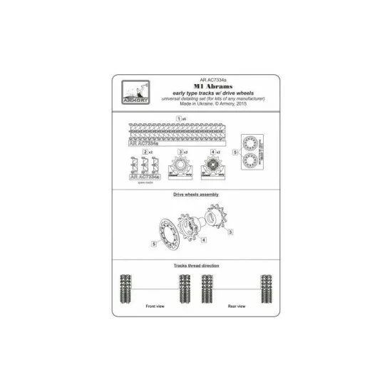 M1 Abrams series early type tracks, w/ drive wheels 1/72 Armory AC7334a