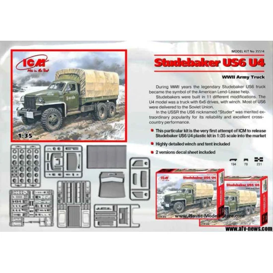 Studebaker US6 U4 WWII Army Truck 1/35 ICM 35514