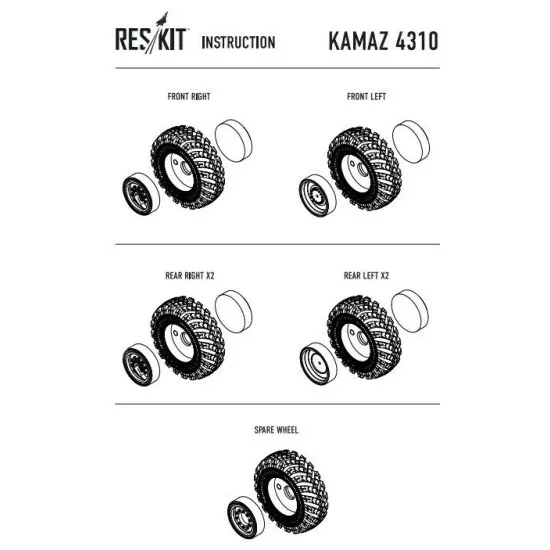 Kamaz 4310 (I-P184) wheels 1/35 Reskit RS35-0004