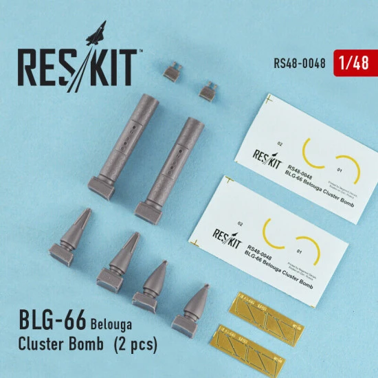 Resin BLG-66 Belouga Cluster Bomb (2 pcs) 1/48 Reskit RS48-0048