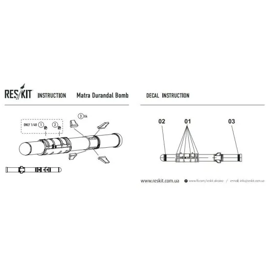 Resin Matra Durandal Bomb (4 pcs) 1/48 Reskit RS48-0050