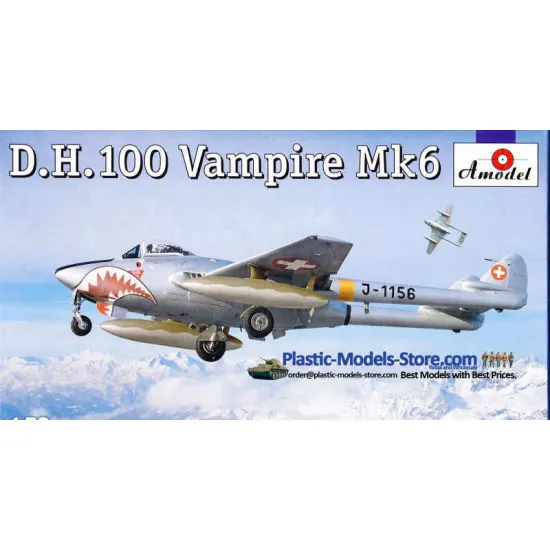 De Havilland D.H.100 Vampire Mk6 RAF jet fighter 1/72 Amodel 72208