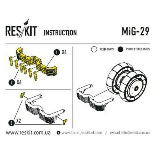 Mikoyan MiG-29 (9-12) UB wheels set 1/48 Reskit RS48-0088