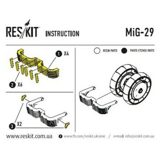 Mikoyan MiG-29 (9-13) wheels set 1/48 Reskit RS48-0089