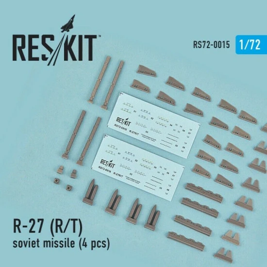 Resin rocket launcher R-27 (R,T) soviet missile (4 pcs) 1/72 Reskit RS72-0015