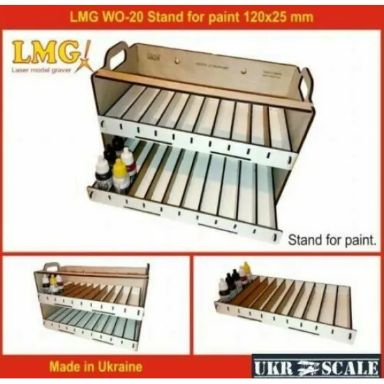 LMG WO-20 Double paint storage stand 80x25-35 mm (Plywood Unassembled), shelf