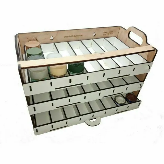 LMG WO-21 Triple paint storage stand 50x30-35 mm, Laser Model Graving, shelf