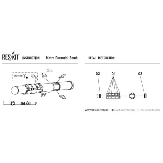 Matra Durandal Bomb (4 pcs) 1/72 Reskit RS72-0050
