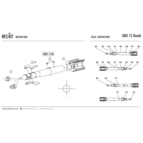 GBU 12 Laser guided bomb (2 pcs) 1/72 Reskit RS72-0052