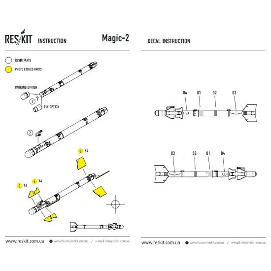 Resin R-550 Magic-2 missile (4 pcs) 1/72 Reskit RS72-0053
