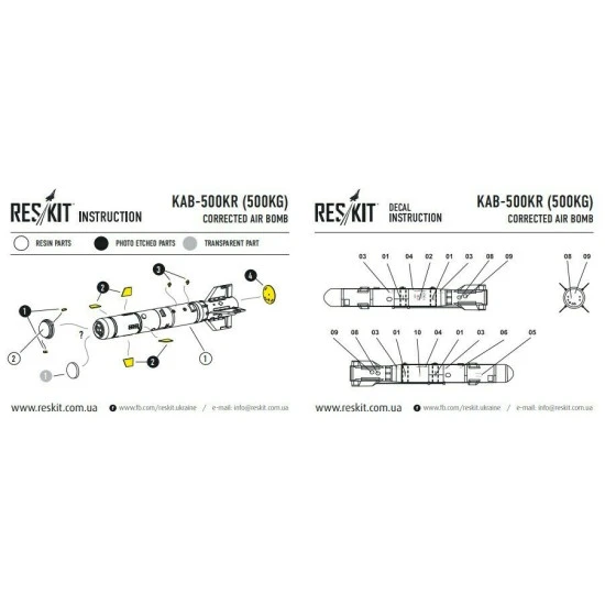 KAB-500Kr (500kg) Guided bomb (2 pcs) 1/72 Reskit RS72-0100