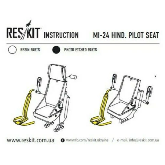 Set MI-24 hind. Pilot seat with PE safety belts 1/72 Reskit RSU72-0005