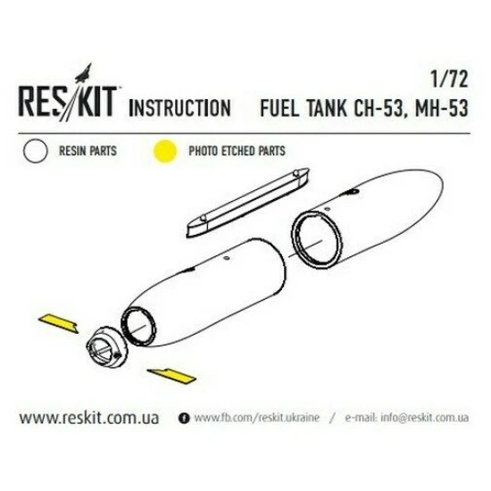 Fuel tank SN-53, MH-53 (2 pcs) Upgrade set 1/72 Reskit RSU72-0008