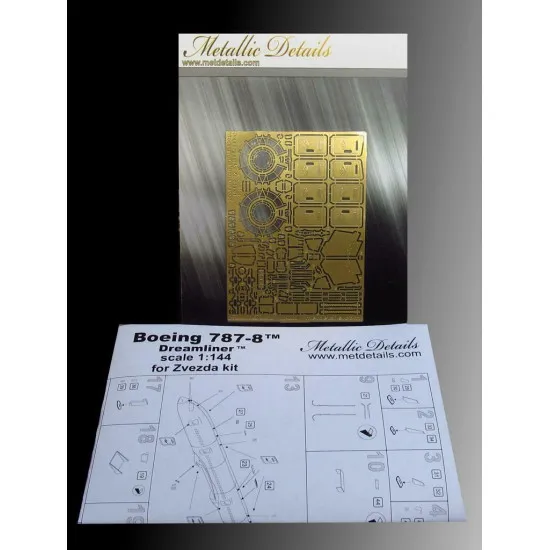 Boeing 787-8 Dreamliner (Zvezda) Detailing 1/144 Metallic Details MD-PE14404