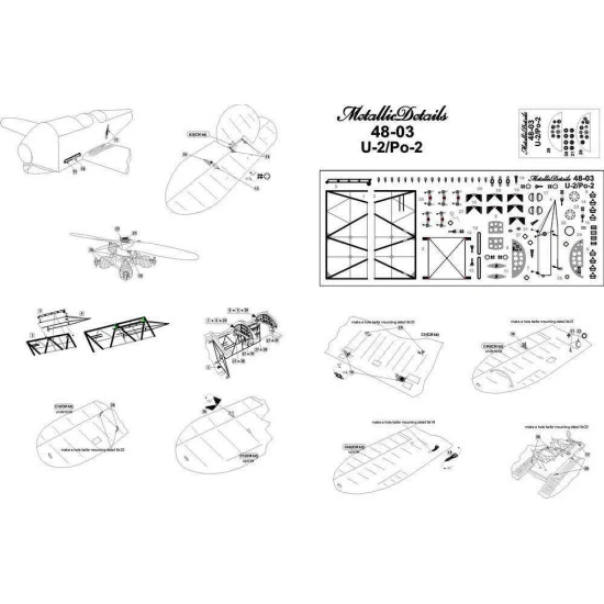 Detailing set for aircraft model U-2/Po-2 (ICM) 1/48 Metallic Details MD4803
