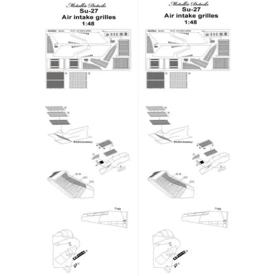 Us Stock Detailing Set Air Intake Grilles For Su-27 1/48 Metallic Details Md4804