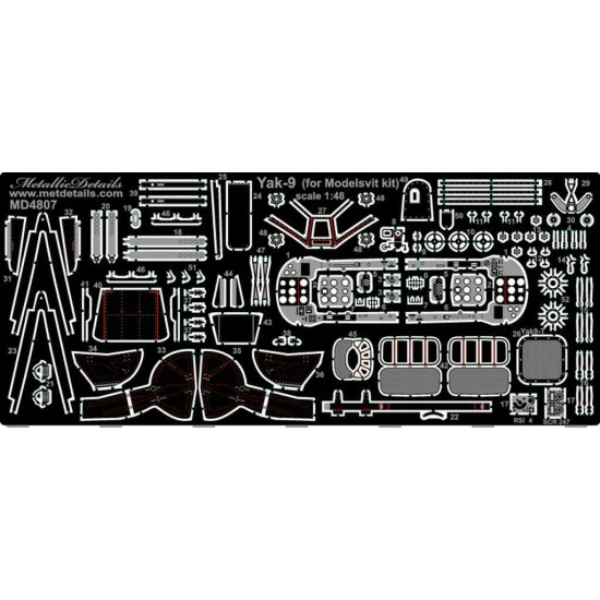 Detailing set for Yak-9 (Modelsvit) 1/48 Metallic Details MD4807