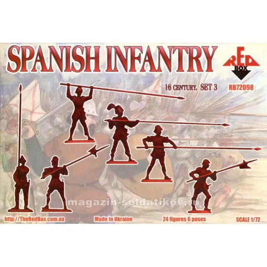 SPANISH INFANTRY PIKE 16TH CENTURY SET 3(2) PLASTIC MODEL KIT 1/72 RED BOX 72098