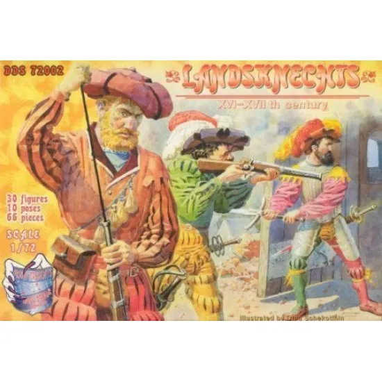 XVI-XVII CENTURY LANDSKNECHTS SET 1 PLASTIC MODEL KIT 1/72 DDS 72002