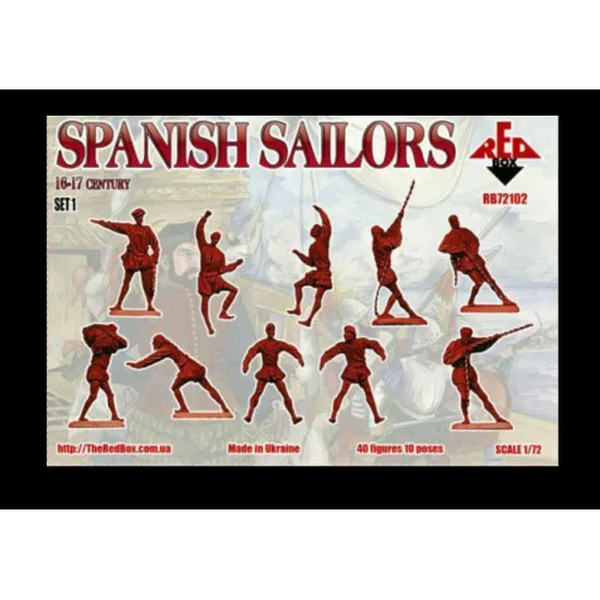 SPANISH SAILORS, 16-17 CENTURY, SET 1 PLASTIC MODEL KIT 1/72 RED BOX 72102