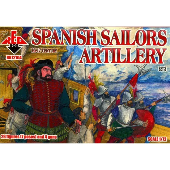 SPANISH SAILORS ARTILLERY, 16-17 CENTURY, SET 3 KIT 1/72 RED BOX 72104 SPANISH SAILORS ARTILLERY, 16-17 CENTURY, SET 3 KIT 1/72 RED BOX 72104