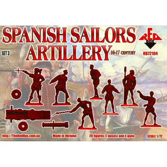 SPANISH SAILORS ARTILLERY, 16-17 CENTURY, SET 3 KIT 1/72 RED BOX 72104 SPANISH SAILORS ARTILLERY, 16-17 CENTURY, SET 3 KIT 1/72 RED BOX 72104