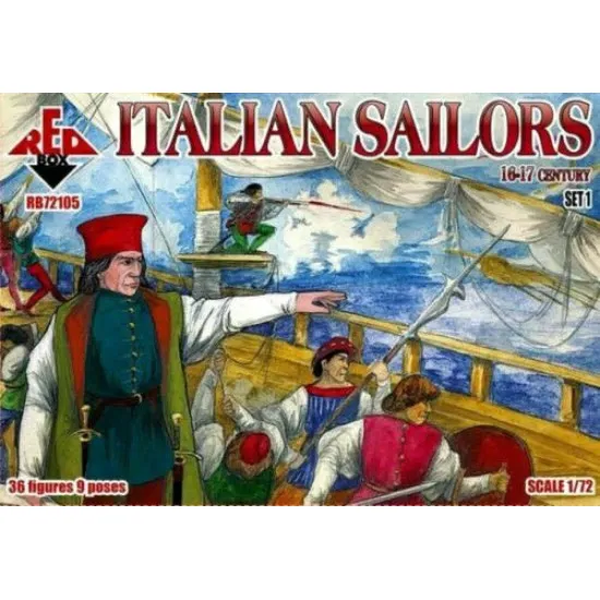 ITALIAN SAILORS, 16-17 CENTURY, SET 1 PLASTIC MODEL KIT 1/72 RED BOX 72105