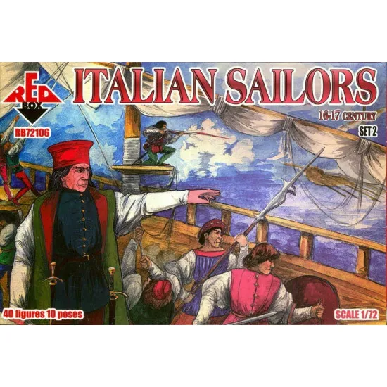 ITALIAN SAILORS, 16-17 CENTURY, SET 2 PLASTIC MODEL KIT 1/72 RED BOX 72106