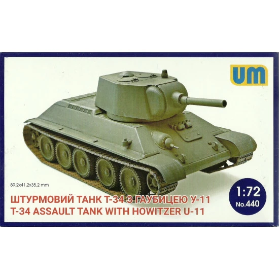 Unimodel 440 1/72 Soviet Tank T-34 With Howitzer U11 Wwii Plastic Model Um 440