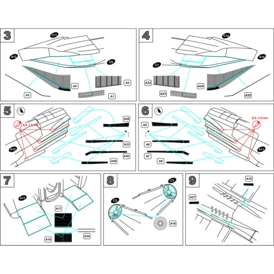 Detailing Set MiG-25 Air intakes 1/72 Metallic Details MD7211