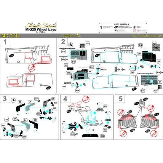 Detailing Set MiG-25 Wheel bays 1/72 Metallic Details MD7212