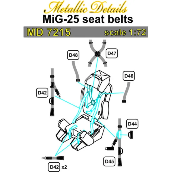 Detailing Set for MiG-25 Seat belts 1/72 Metallic Details MD7215