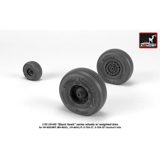 Armory AW35303 - 1/35 - 1/35 UH-60 Black Hawk wheels w/ weighted tires