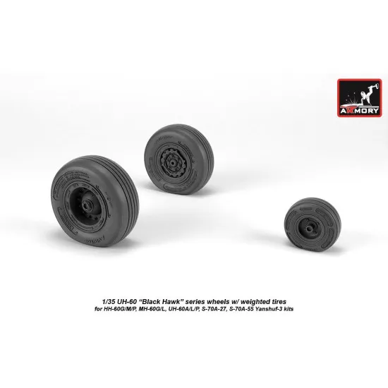 Armory AW35303 - 1/35 - 1/35 UH-60 Black Hawk wheels w/ weighted tires