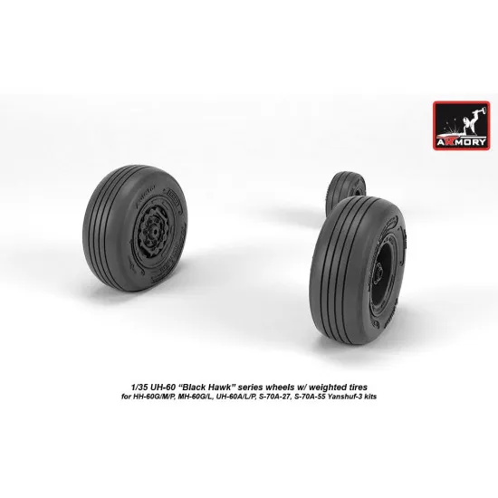 Armory AW35303 - 1/35 - 1/35 UH-60 Black Hawk wheels w/ weighted tires