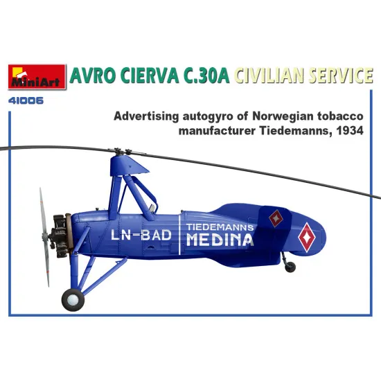 Miniart 41006 - 1/35 AVRO CIERVA C.30A CIVILIAN SERVICE Scale Plastic Models Kit