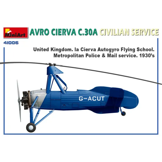 Miniart 41006 - 1/35 AVRO CIERVA C.30A CIVILIAN SERVICE Scale Plastic Models Kit
