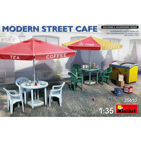 Miniart 35610 - 1/35 MODERN STREET CAFE. Models Kit of World War II. Miniart 35610 - 1/35 MODERN STREET CAFE. Models Kit of World War II.